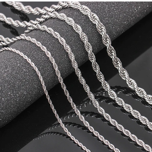 

Wholesale popular twist chain necklace neutral simple stainless steel silver jewelry daily accessories for men