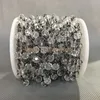 RC5040 Faceted Rondelle Beads Clear Crystal Glass Wire Wrapped Beaded Chain Oxided Pave Gun Metal Rosary Style Chain 6mm