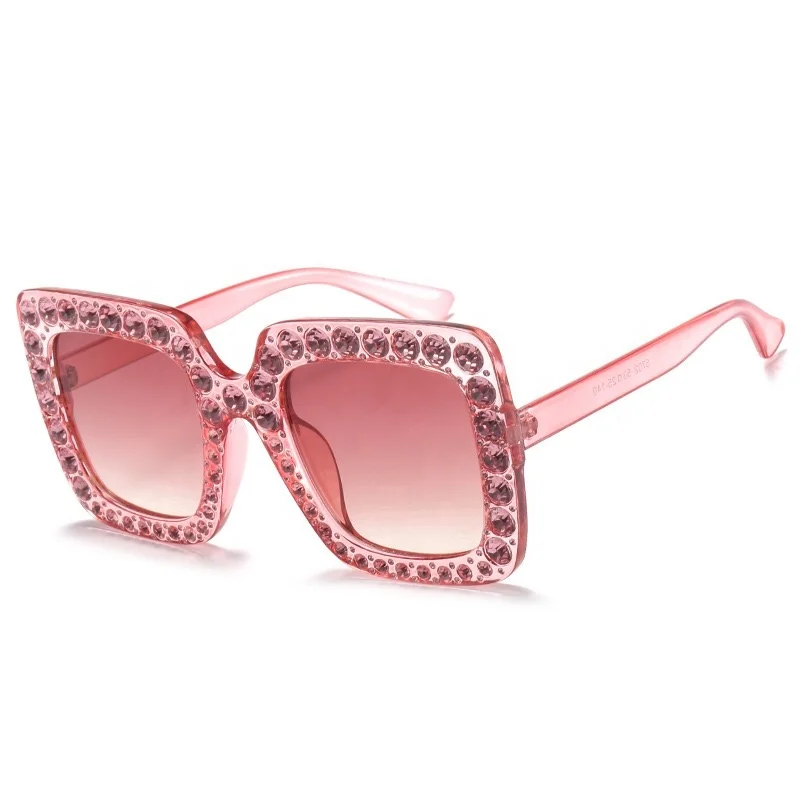 

2019 Luxury Brand Designer Oversized Square Womens Sunglasses Diamond Sun Glasses For Ladies