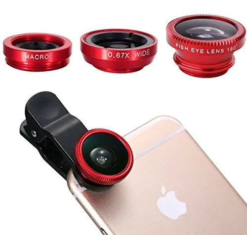 

Cheap 3 in 1 Fisheye Lens & Macro Lens & 0.67X Super Wide Angle Lens, Clip on Cell Phone Lens Camera Lens Kits for iPhone 7, 6s, Golden;silvery;black;blue;red