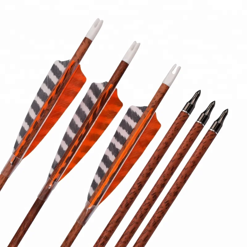 

Factory sale Archery Pure Carbon fiber Arrow Wood Grain Shaft traditional bow hunting