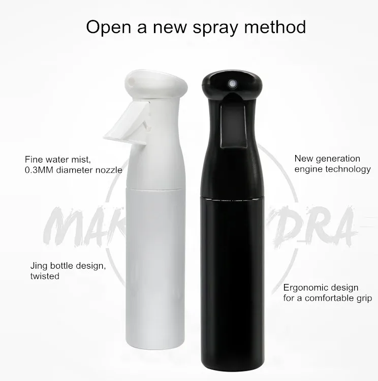 Ecofriendly Small Empty 280ml Black White Continuous Fine Mist Airless