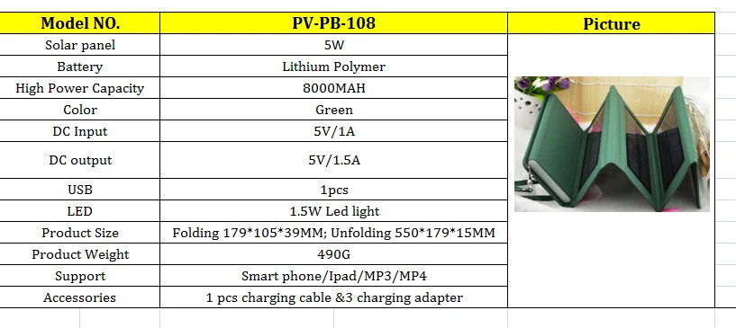 OEM Portable Solar Power Bank, Mini Solar Power Bank Charger, Power Bank Solar Cell For Mobile phone