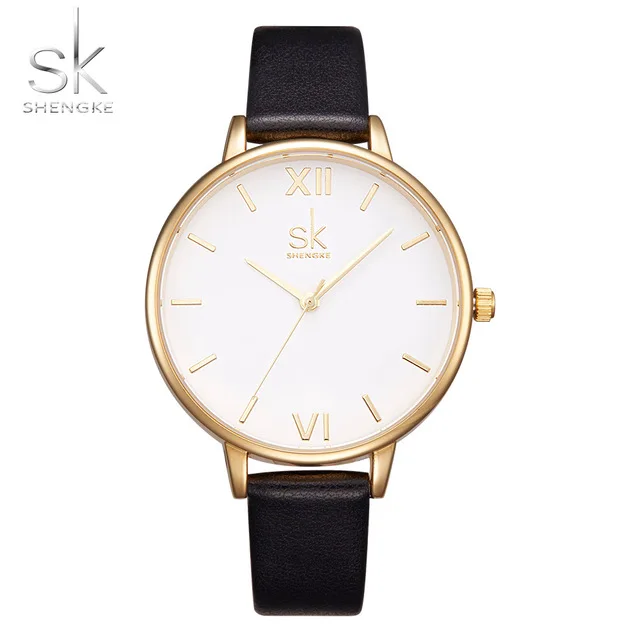 

Shengke Brand Women Watches Simple Leather Wristwatch Lady Gold Luxury Dial Watches Mixmatch Relogio Feminino Brown Leather 2017, N/a