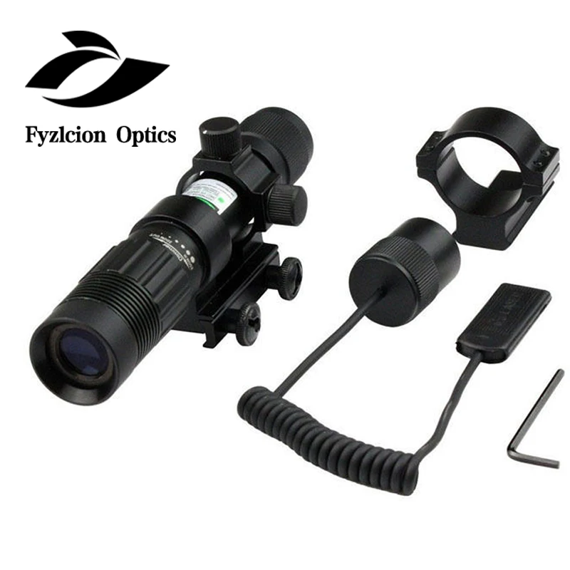 

Tactical Adjustable 5mW Green Laser Sight Designator/Illuminator/Flashlight W/Weaver Mount Hunting Laser Sight With 21mm Rail