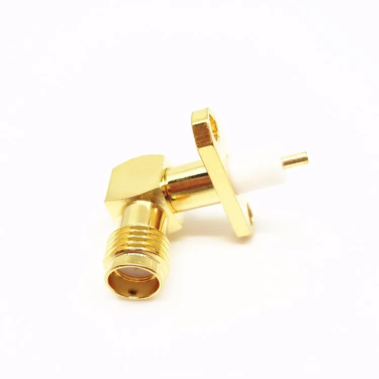 2 Holes Flanges Mount Sma Male Right Angle Crimp Plug Bulkhead