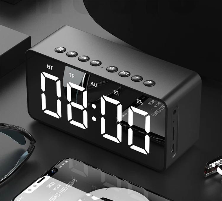portable mirror bt speaker handsfree stereo bass speaker with fm radio - ANKUX.COM