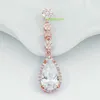 SAJMP0017 pear shaped cz diamond pendants crystal rose gold plated 925 silver jewelry necklace pendant