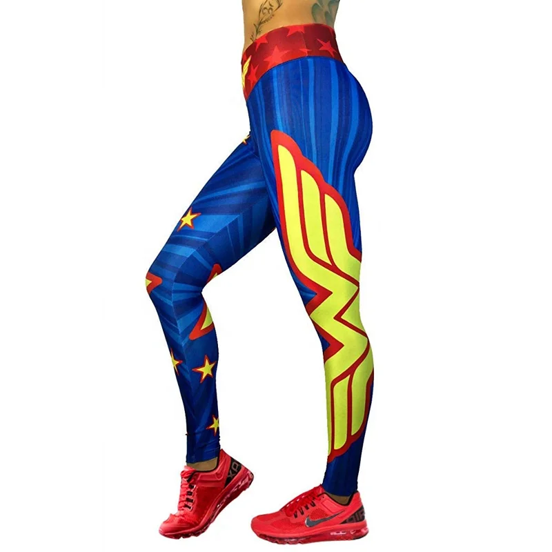

Custom Design Comic Fans Cosplay Compression Pants Full Printing Women Yoga Leggings Performance Pants
