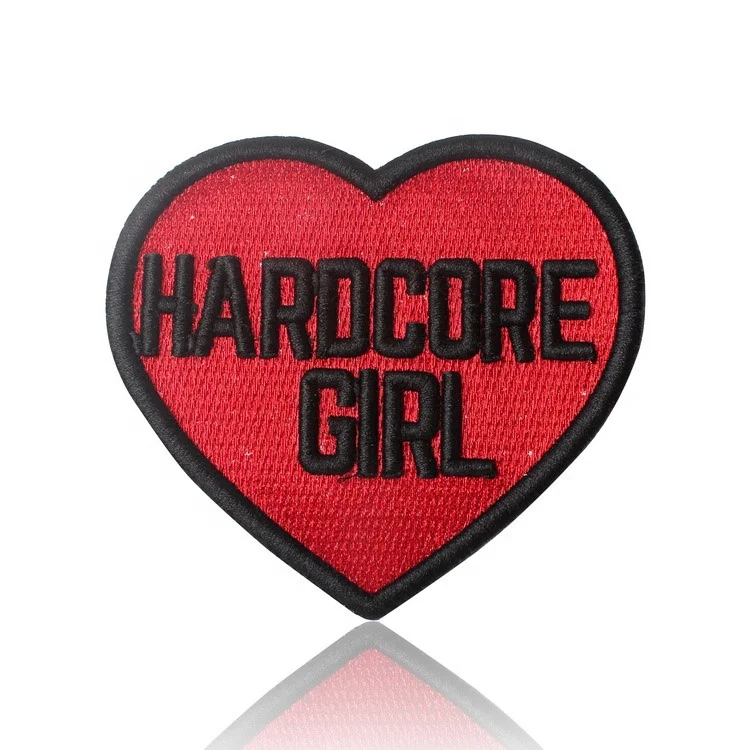 

Wholesale Custom Heart Shape 3D Brand Name Logo Iron on Embroidery Patches and Badges for Clothing, Follow pantone color chart
