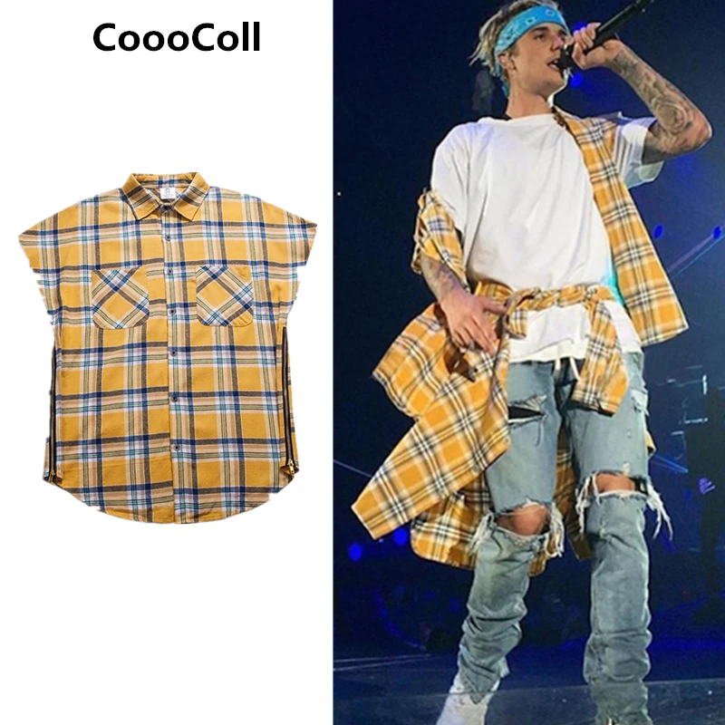 Compra camisa a cuadros amarillo online al por mayor de