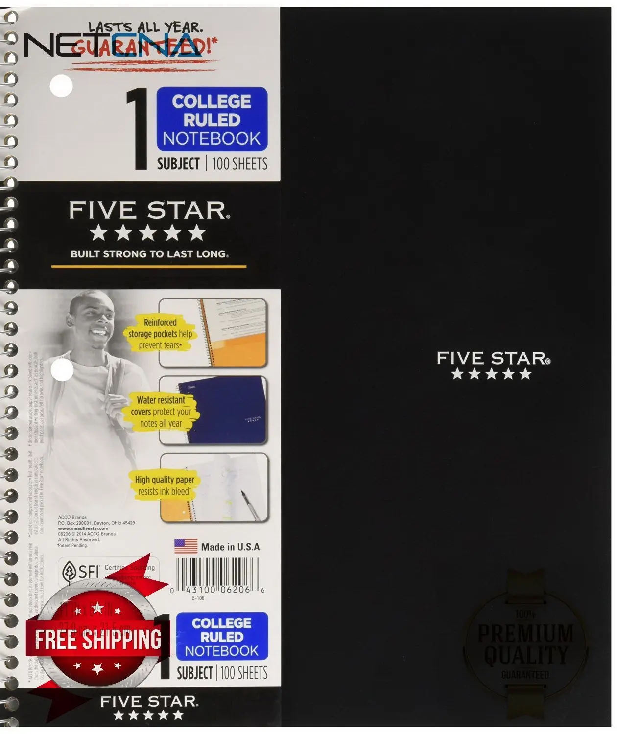 Mead MEA 05510 Sold as 1 Each Spiral Notebook,1-Subject,Wide Rule,70 Sht,10-1//2x8,AST