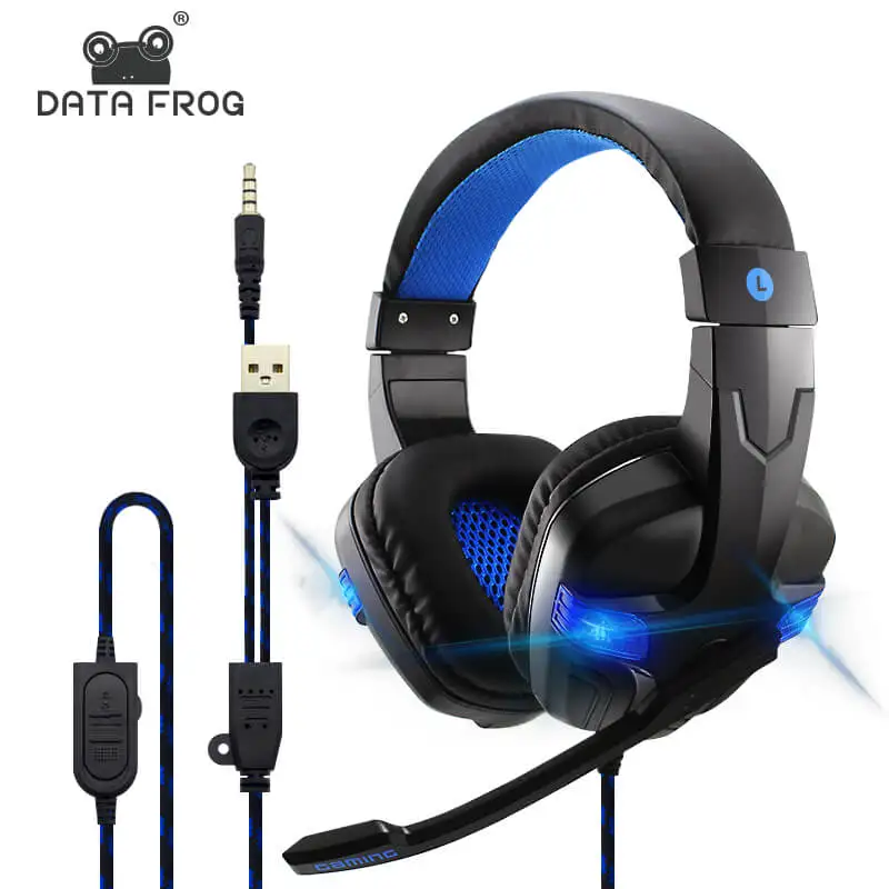Data Frog Gaming Headphone For Nintendos Switch for Xbox one for PS4 PC Surround Sound Headset with Mic LED Volume Control