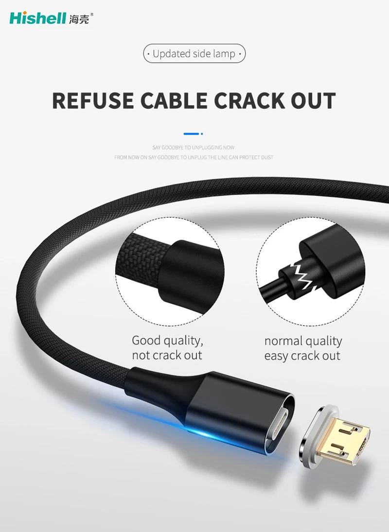 New Type-c Cable with Led Light Data Transfer USB Magnetic Cable