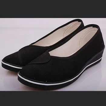 2016 Comfortable Black Wedges Canvas Shoe Nurse Shoes Buy