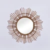 New design factory wholesale cheap handmade large round sun wall decorative natural willow wicker rattan wood frame mirror set