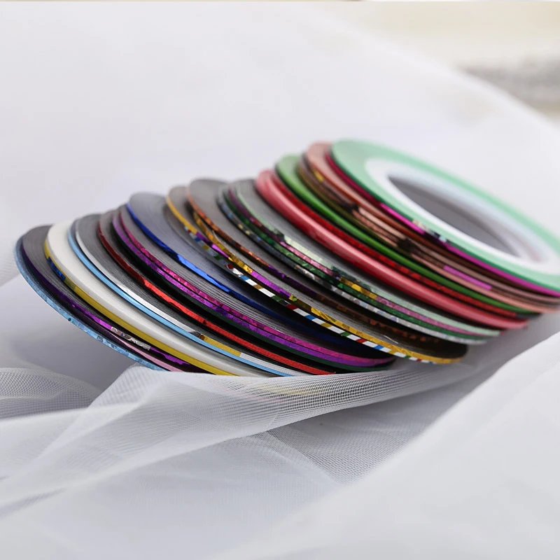 Free Shipping  Multi Color Metallic Yarn Nail Decoration Sticker Roll Striping Tape Self Adhesive Nail Art Striping Tape Line, More than 50colors