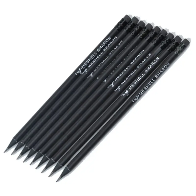 Oem High-end Custom Blackwood Top Eraser Hb Pencil Black Wood Pencil ...