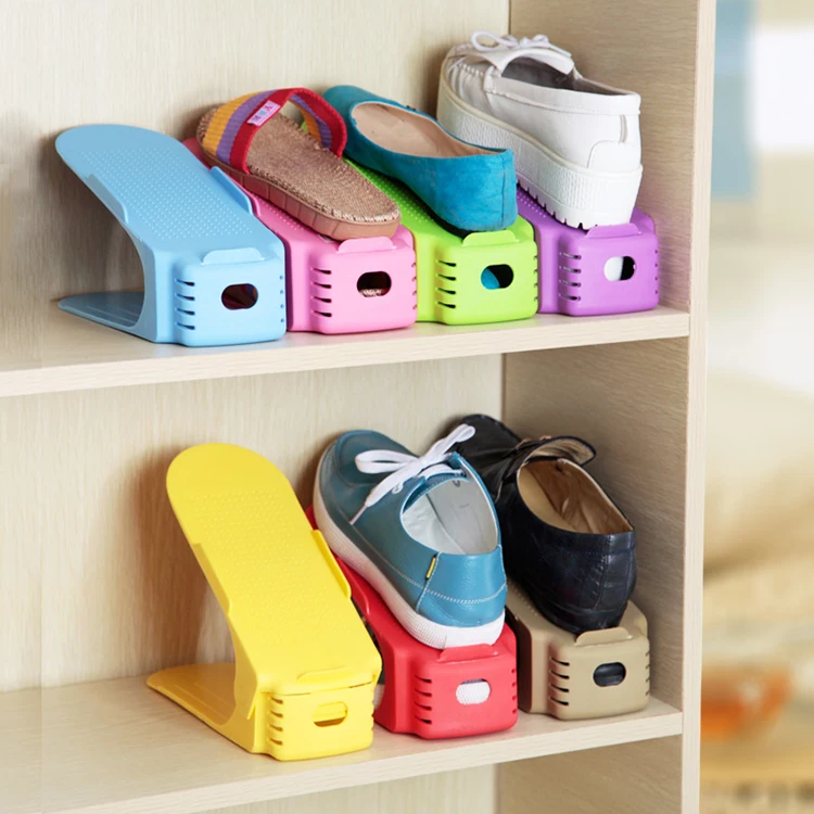 Durable Adjustable Shoe Organizer Footwear Support Slot Space Saving Cabinet Closet Stand Shoes Storage Rack Shoebox