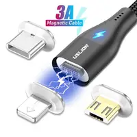 

Free Shipping USLION 3 in 1 Magnetic Data Cable for Android Micro QC 3.0 Fast Charging Cable for Samsung