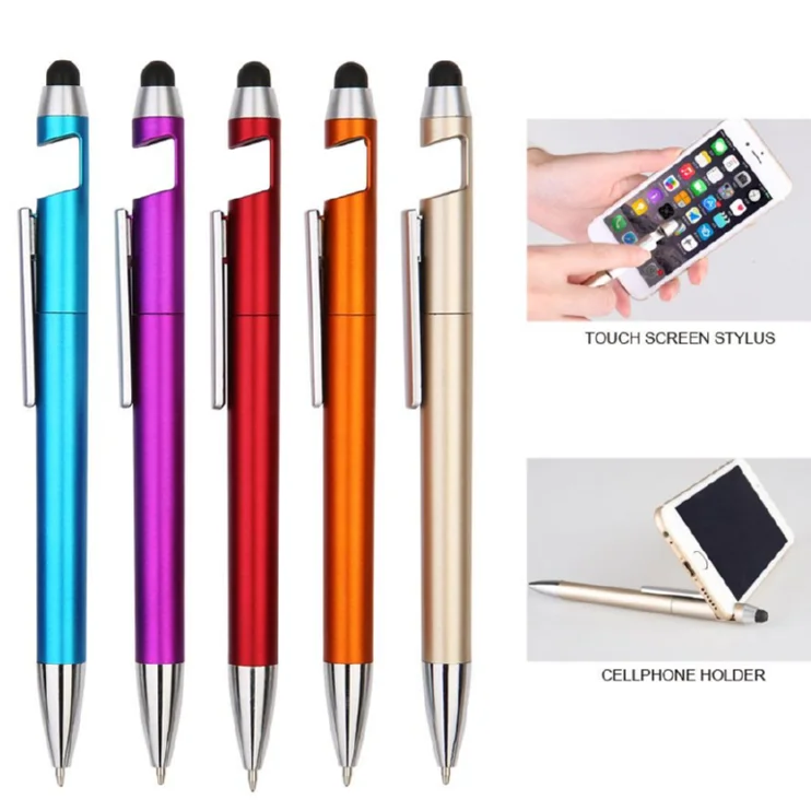al por mayor custom logo 3 in 1 promotional gift stylus pen Mobile Phone Holders