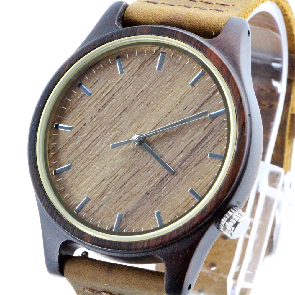 

2018 With Your Logo Wrist Watch We Wood Luxury Quartz OEM Men Custom Bamboo Wood Watch, Black