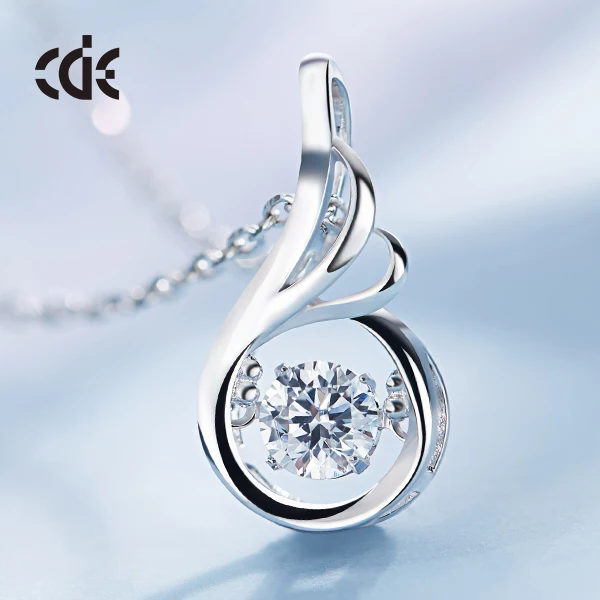 

Women Fashion 925 Silver Cubic Zirconia Cz Dancing Stone Necklace Pendant