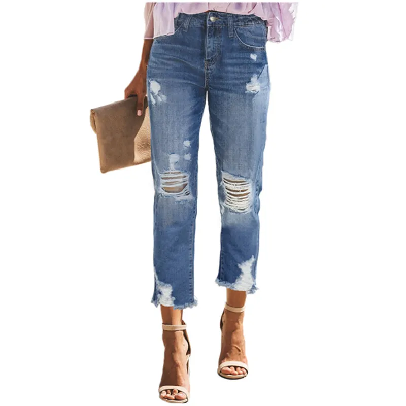 

2019 New Arrival Women Casual Distressed Jeans For Women