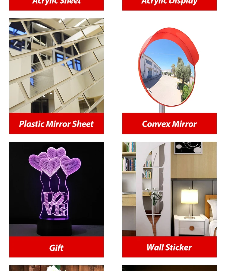 Red Acrylic Perspex PMMA Recyclable Mirror Sheet
