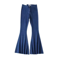 

2020 Women flare pants with side strip tape High Waist Ladies Slim Fit Elastic Boot Cut Jeans
