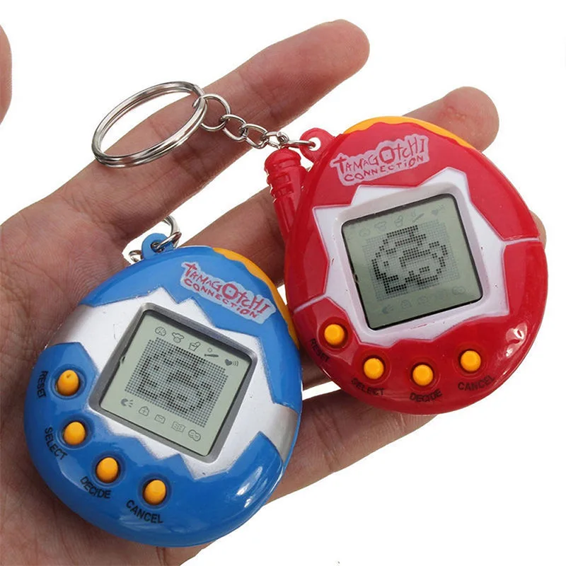 Red Yellow 4 Pieces Virtual Electronic Digital Pet Keychain Game Digital Game Keychain Nostalgic Virtual Digital Pet Retro Handheld Electronic Game Machine with Keychain for Boys Girls Blue Purple 