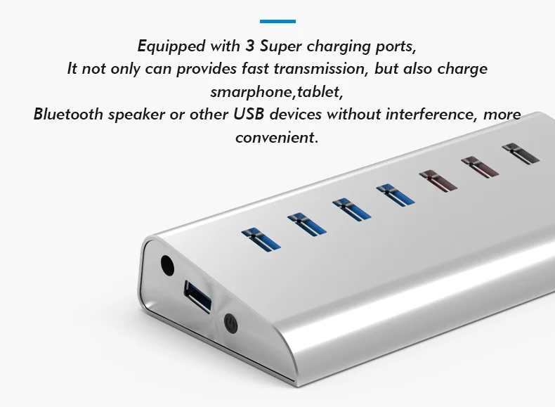 Blueendless USB 3.0 Aluminum Hight Speed 7 Port USB HUB