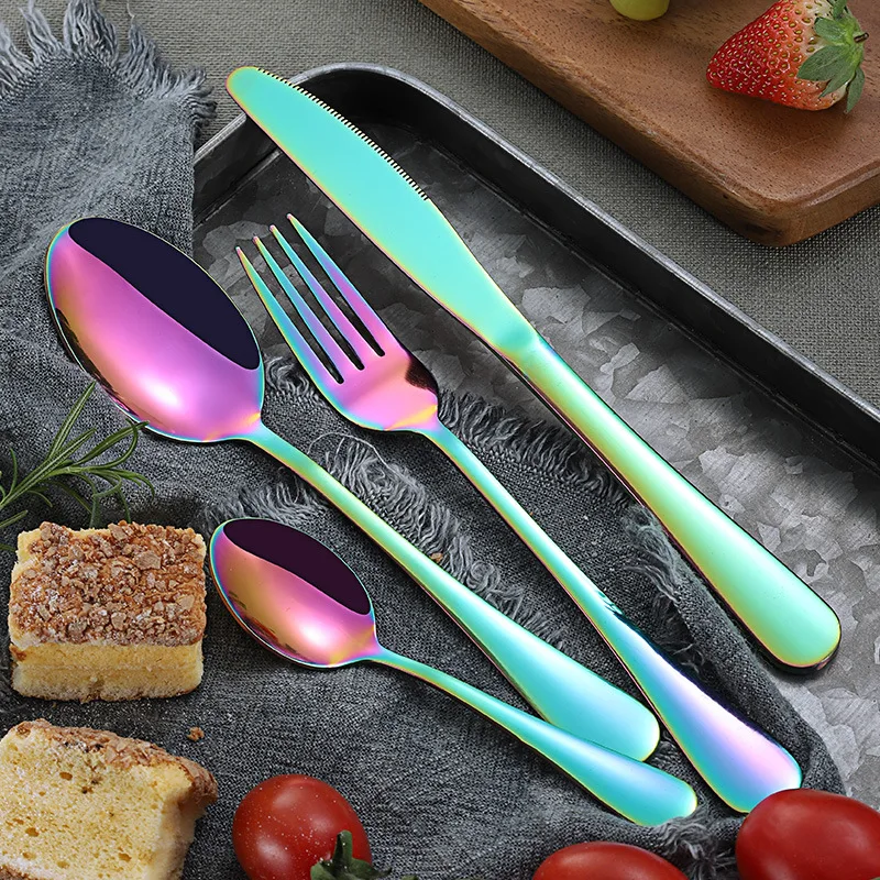 

Amazon Top Seller Stainless Steel Summer Utensil Flatware Rainbow Cutlery Sets, Sliver,gold,rose gole,rainbow,black