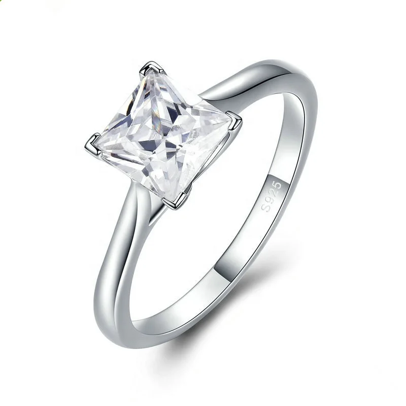 

925 sterling silver square zc stone fancy silver ring 925 silver sterling