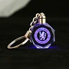 wholesale Glowing crystal keychain custom 3D Laser Engraving Team logo LED Crystal Keychain for Promotion Gift