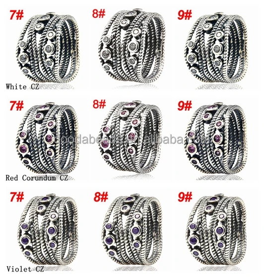 

European 925 Sterling Silver Jewerly Ring with Different CZ for Women's Day Gift, White;red and violet cz stones