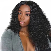 

9A Grade Indian Cuticle Aligned Virgin Human Hair Kinky Curly Glueless Lace Front Wigs for Black Women