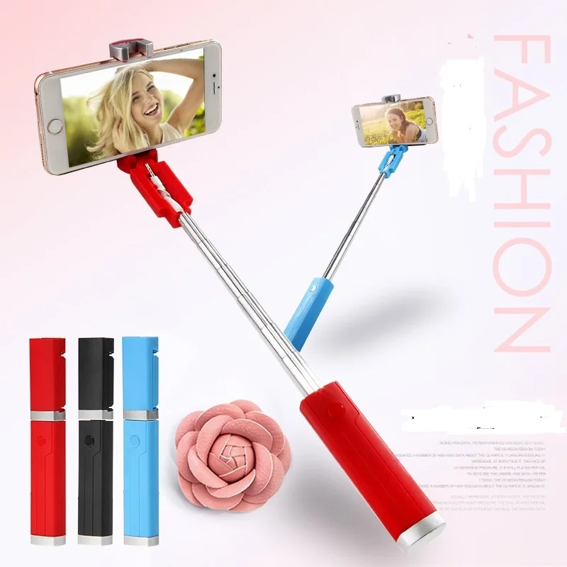 

General New Mini Lipstick Self-timer Pole S1 Line-controlled Photo Pole Camera Outdoor Selfie Stick Tripod