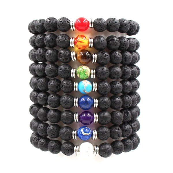 

Volcanic Lava Stone Bead Essential Oil Diffuser Bracelet, Picture