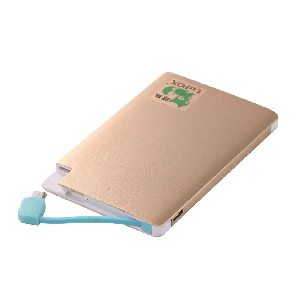 Built in Cable Gold Case 3000mAh Mobile Power Bank