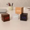 Fancy Hotsale Bedroom Sound Control LED Nightlight Cube Wooden Alarm Clock