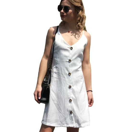 

new design summer girls sweetly sling dresses button female dress