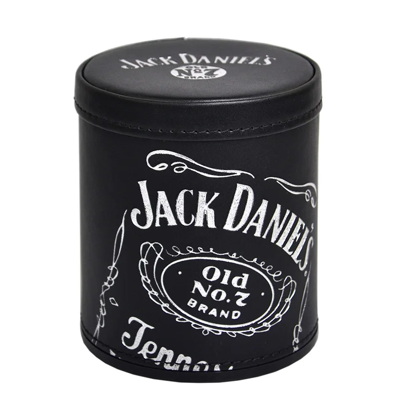 

Jack Daniels Cheap Genuine Personalized Casino Leather Dice Cup with Lid, Black