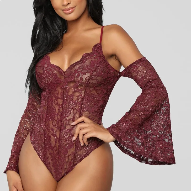 Women Neon Yellow Sheer Mesh Long Sleeve Bodysuits Buy Women Neon