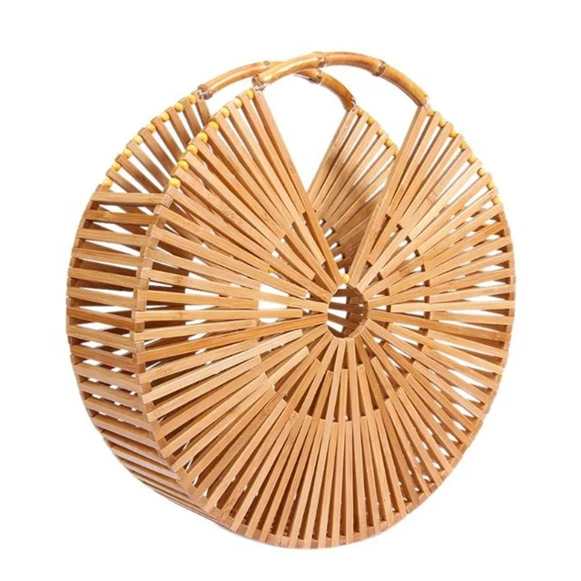 

Factory Wholesale Price Ins Popular Handmade Bamboo Bag Purse Women Fashion Bamboo Tote Bag Ladies Rattan Beach Clutch Handbag, Natural