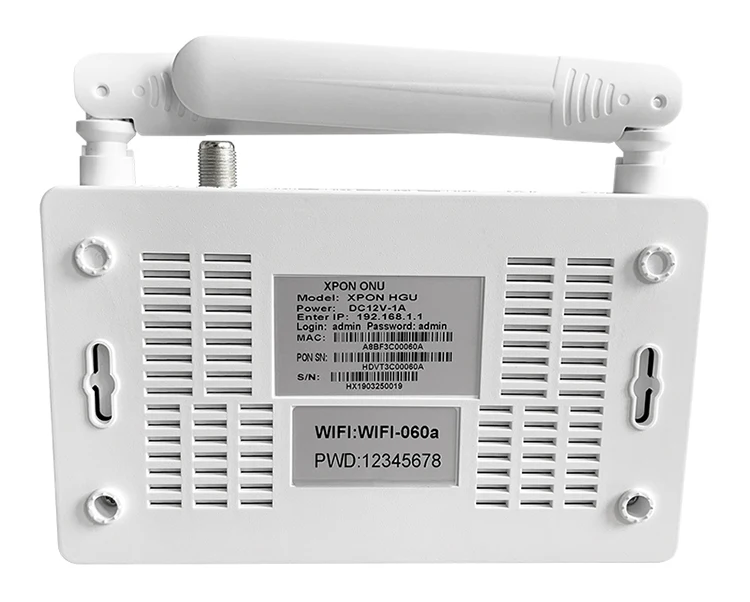 XPON Gpon ir Epon ONU 1GE 3FE WIFI CATV, skirtas Family Gateway 1G3F CATV WIFI su 2 antenomis