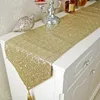 Lace design gold polyester sequin table runner