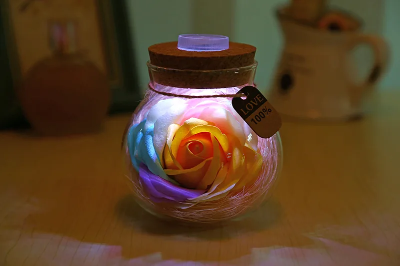 Yiwu Wholesale Preserved Ecuador Roses Bi Color Led Eternal Flowers For