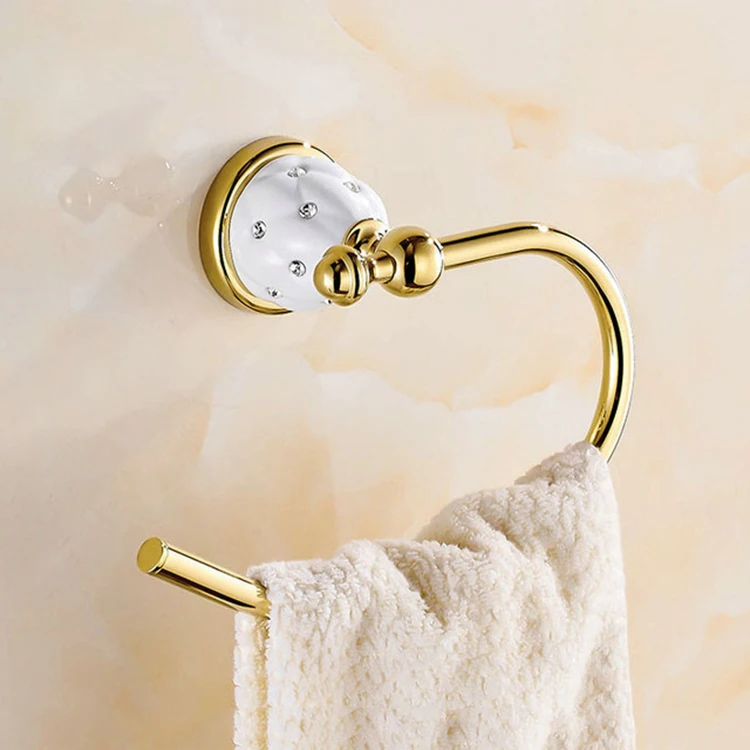 
Amazon Hot Selling Gold Bathroom Accessories Bathroom Towel Ring 