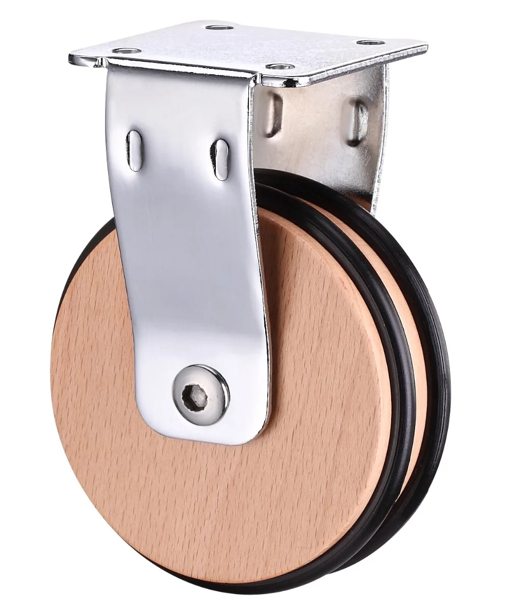 New Design 75mm Wood Wheel Furniture Antique Caster With Chromeplated